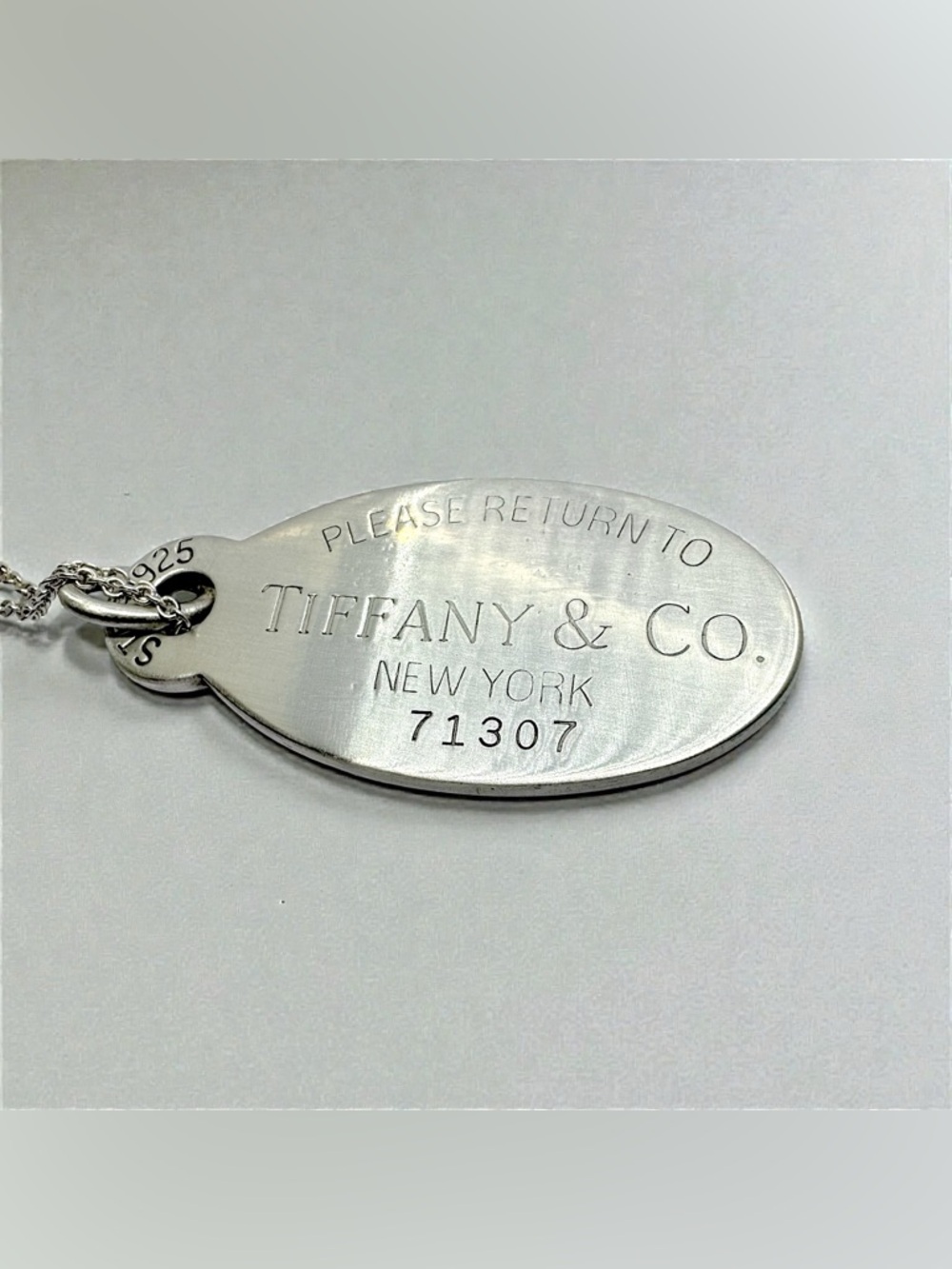 Tiffany & Co. Vintage Return to Tiffany 925 Silver Large Oval Dog Tag Necklace